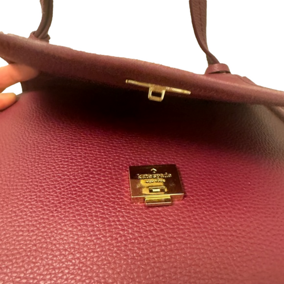 LIKE NEW KATE SPADE ♠️ Orchard Street burgundy leather satchel adjustable strap - Picture 3 of 10